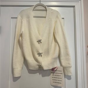 Chicwish Cropped Cardigan with Bow Brooch Buttons